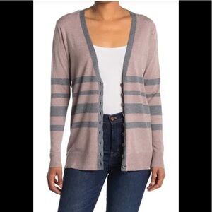 Cotton Emporium Stripe Cardigan in Mocha, XS, NWT​